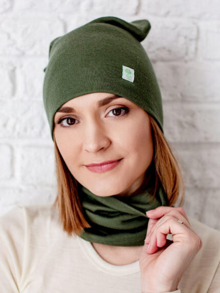 mova iš merino vilnos šilta samanų spalvos