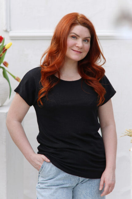 lininė palaidinė juodos spalvos