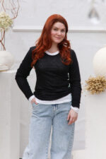 lininis viršus juodos spalvos