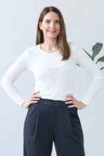 balti marškinėliai ilgomis rankovėmis iš merino vilnos