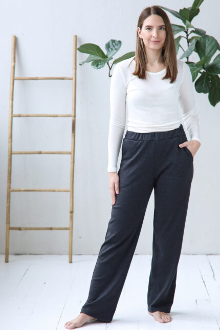 merino vilnos kelnės pilkos