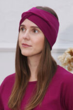 merino vilnos galvajuostė baklažano spalvos