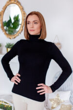 juodi merino vilnos golfai moterims