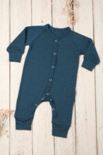 Merino vilnos romperiukas kūdikiui be pėdučių Green Rose, švelnus ir patogusi