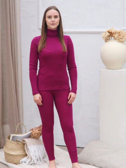 merino vilnos tamprės baklažano spalvos su golfu