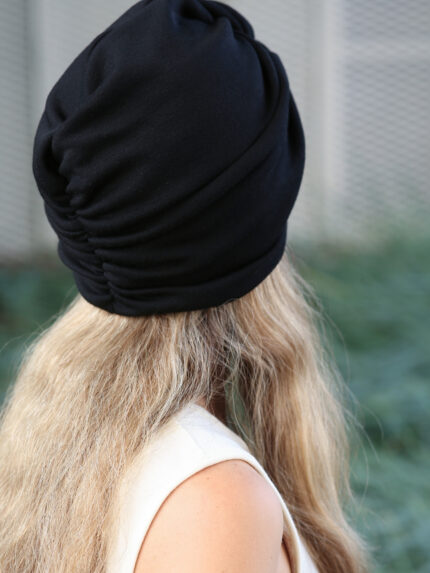 merino vilnos turbanas juodos spalvos