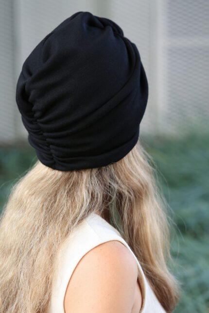 merino vilnos turbanas juodos spalvos