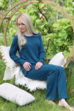 pižamos komplektas jūros spalvos iš merino vilnos