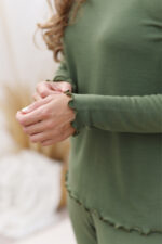 šilta miego apranga samanų spalvos pižamos komplektas