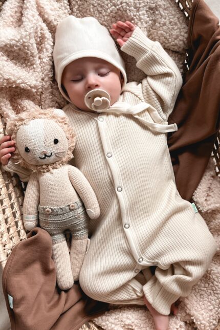 Šilti merino vilnos romperiukai kūdikiui iš megzto audinio