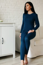 termo apatinaii moterims jūros spalvos merino vilna