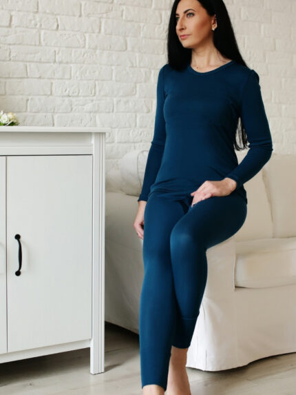 termo apatinaii moterims jūros spalvos merino vilna