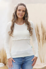 žindymo marškinėliai baltos spalvos iš merino vilnos