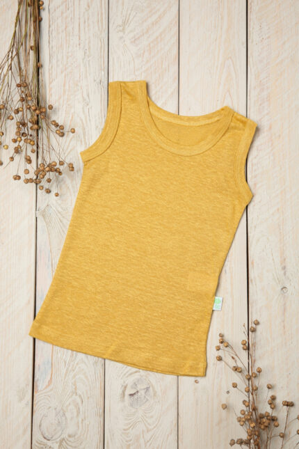 lininiai marškinėliai be rankovių vaikams