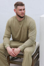 vyriška lininė pižama ilgomis rankovėmis